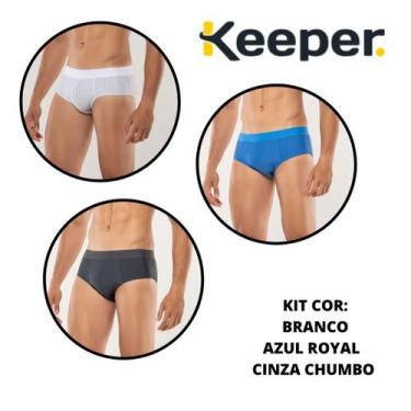 Imagem de Kit com 3 cuecas slip microfibra risca de giz Keeper Ref.: 45530, Bran
