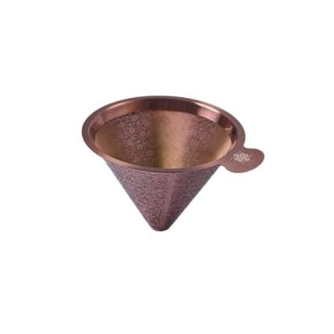 Imagem de ATHIA aço inoxidável dourado reutilizável sobre gotejador de café, filtro de cone de malha dupla gravado a laser, sem papel, ecológico, adequado para Hario, Chemex, jarras e a maioria das cafeteiras
