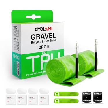 Imagem de CYCLAMI Pacote Com 2 Câmaras De Ar Tpu Gravel 700C X 32C-47C E 29'' Mtb Para Pneus Bicicleta Allroad Gravel, Maior Durabilidade, Câmara 65 Mm Comprimento Válvula Presta Leve