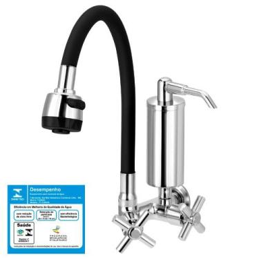 Imagem de Torneira Gourmet de Cozinha Parede Com Filtro Preta C62 - Furkin