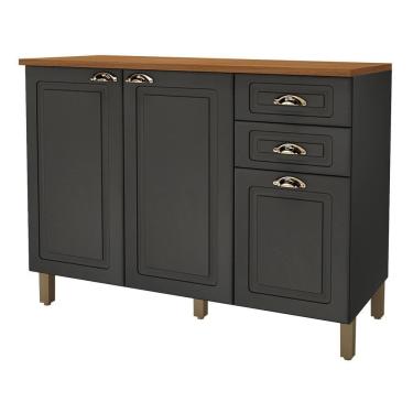 Imagem de Balcão de Cozinha Firenze 120cm 3 Portas e 2 Gavetas com Tampo MDF - Indékes