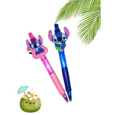 Imagem de 02 Canetas Stitch Stich Angel caneta esferográfica verão material escolar kawai papelaria volta as aulas presente lembra