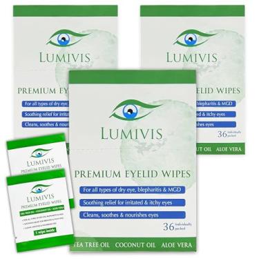 Imagem de Lumivis Lenços Umedecidos Com Óleo De Melaleuca Para Pálpebras - 108 Discos Embalados Individualmente Para Limpeza Diária Dos Olhos E Remoção De Maquiagem - Acalmam, Limpam E Revitalizam