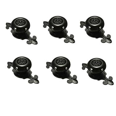 Imagem de Puxador de porta de cerâmica 6 peças puxadores retrô armário de porta para cozinha, gaveta de quarto, armário, peito, caixa, cômoda, armário, etc. com parafusos (preto)