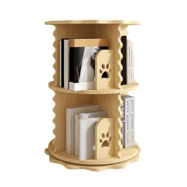 Imagem de AKALNNB Estante rotativa para livros, estante giratória de chão, rack de CD de madeira de 6 camadas, fácil de montar para escritório, sala de estar, sala de estudo