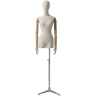 Imagem de CUTPOIY Manequim manequim manequim corpo alfaiate falso busto modelo branco tripé base manequim para loja de pano