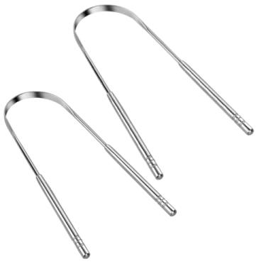 Imagem de Kit 2 Raspador Limpador De Língua Em Aço Inox Para Higiene Bucal Raspador de Língua