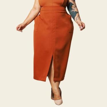 Imagem de Saia Feminina Midi Plus Size Evangélica Cintura Alta Tendência - Lia R