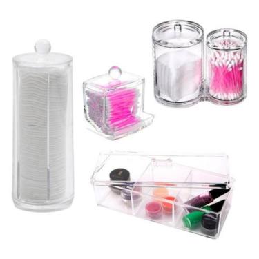 Imagem de 4 Porta Algodão E Cotonete Organizador Em Acrílico Banheiro - PGB