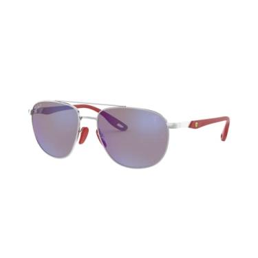 Imagem de Óculos de sol masculinos Ray Ban, armação de aço com lentes prateadas, 57 mm