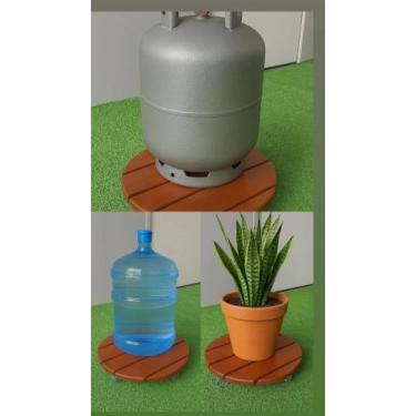 Imagem de Suporte de madeira para botijão e vasos redondo - METALGOM
