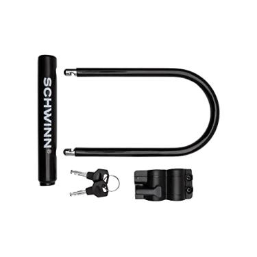Imagem de Schwinn Bicicleta básica U Lock com 2 chaves, trava de bicicleta antifurto, preta, nível de segurança 4