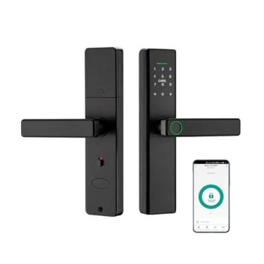 Imagem de Fechadura de porta inteligente com impressão digital com senha de tela sensível ao toque, fechadura de porta inteligente de controle remoto Tuya APP (P12 com aplicativo TUYA)