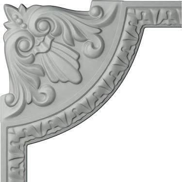 Imagem de Ekena Millwork Nexus Acanthus Leaf PML08X08NE canto do painel (combina com moldagem PML01X00NE), 20,8 cm L x 20,6 cm A, preparado de fábrica
