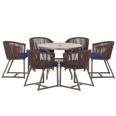 Imagem de Mesa com 6 Cadeiras de Jantar Roma 120cm e Noronha em Alumínio