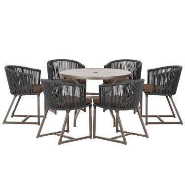 Imagem de Mesa com 6 Cadeiras de Jantar Roma 120cm e Noronha em Alumínio