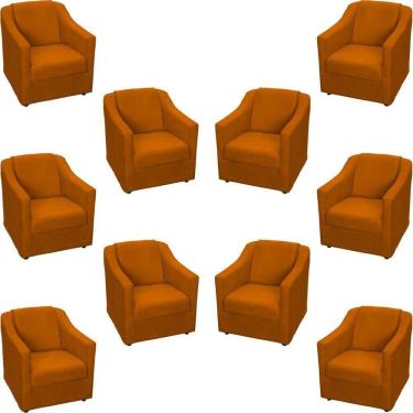 Imagem de Kit 10 Poltronas Decorativa Mila Pé De Plástico Cromado - Terracota Suede