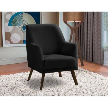 Imagem de Poltrona Decorativa Sala De Jantar Magali Lisa Veludo Preto Lansofbr