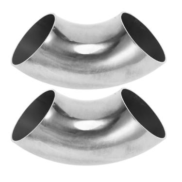 Imagem de Motoforti 2 peças 90 graus mandril curva cotovelo carro modificado tubo de escape tubulação 5.1 cm espessura OD 1,2 mm/18GA 51x135x1,2 mm 304 aço inoxidável tom prata