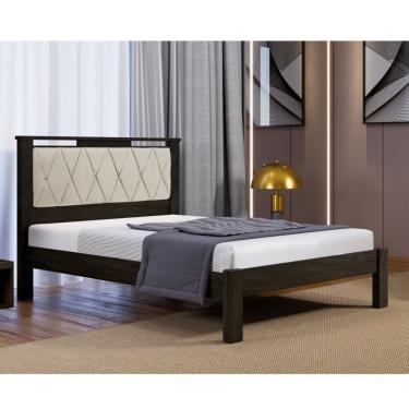 Imagem de Cama Casal Com Cabeceira Estofada Alaska Carmolar Mocaccino/Bege