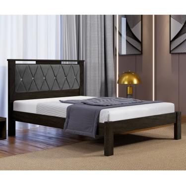 Imagem de Cama Casal Com Cabeceira Estofada Alaska Carmolar Mocaccino/Cinza