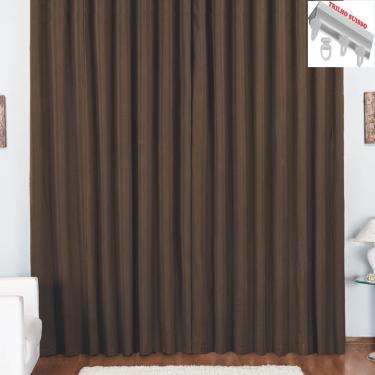 Imagem de Cortina Pryme 3 Metros Sala Quarto Em Oxford Para Trilho Suisso - Tabaco