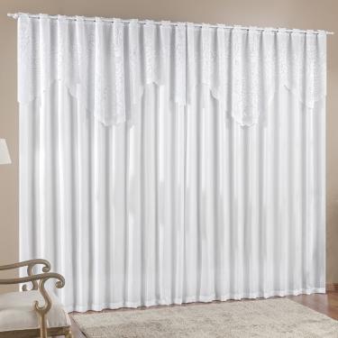 Imagem de Cortina 2,00m X 1,70m Do Momento Sala Quarto Renda Com Microfibra P Varão Branca