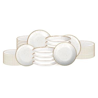 Imagem de Jogo De Pratos Rústico Marrom 48 Peças Em Porcelana Decorada - Tramontina