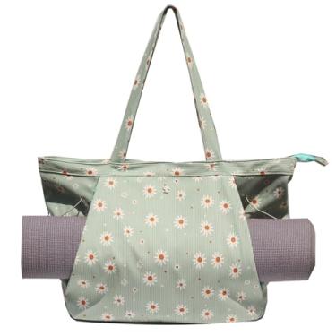 Imagem de ESVAN Bolsa de ioga feminina com cordão para escritório, treino, viagem, pilates, academia e praia (veludo cotelê, verde claro)