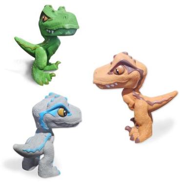 Imagem de Kit 3 Dinossauros Velociraptor Mini Baby Dino Jurassic World - Pupee