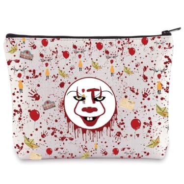 Imagem de WZMPA Pennywise Bolsa de maquiagem para cosméticos Pennywise para fãs presentes IT filme de terror inspirado em Pennywise bolsa de maquiagem com zíper bolsa Pennywise Merchandise, Pennywise, Bolsa