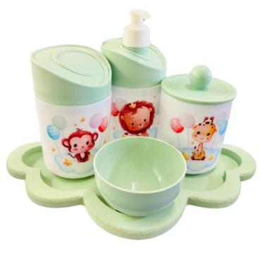 Imagem de Kit Higiene Baby Safari Menino e Menina c/bandeja em MDF - Dóia Kids, 