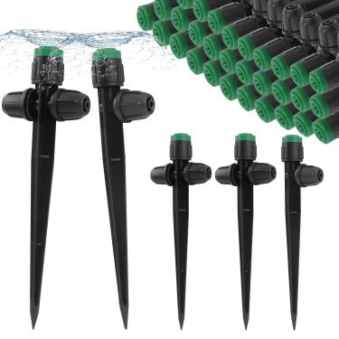 Imagem de Kalolary 35 Emissores De Irrigação Por Gotejamento Cabeça Dupla, Peças Pulverizador Travadas Para Tubos 1/4", Gotejador Fluxo Água Vortex Ajustável 360 Graus Com Trava Sistema Jardim (Verde)
