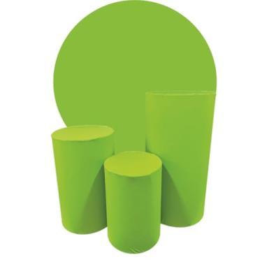 Imagem de Kit Capa Trio de Cilindro + Painel 1,50m Decoração Festa(VERDE NEON)