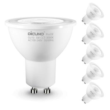 Imagem de DiCUNO Lâmpada Led Prooe Gu10 5W, Equivalente A 40W, Alto Cri 98, Branco Quente 3000K, 400Lm, Luz Com Ângulo De Feixe 35° Para Trilho, Holofote, Iluminação Embutida, Não Regulável, Pacote 6
