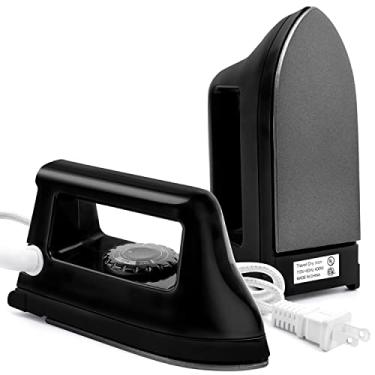 Imagem de Hommtina Mini Ferro De Passar Roupas, Pequena Máquina Prensa Térmica Elétrica Para Viagem, Camisetas, Artesanato, Faculdade Doméstica Portátil (Preto)