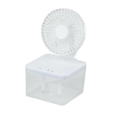 Imagem de Bothyi Ventilador de mesa com umidificador e luz noturna colorida, umidificador de mesa com 3 velocidades para cozinha, quarto, viagens de verão