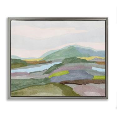 Imagem de Stupell Industries Tela flutuante em tons de terra verde paisagem cinza design de arte de parede por Nikita Jariwala, 78 x 63 cm