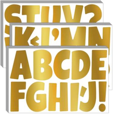 Imagem de Bemeol Letras De Quadro Avisos, 30 Folhas, 3" Espessura, Recortadas Para Colar No Alfabeto, Decoração Sala Aula, Escola E Casa (Dourado)