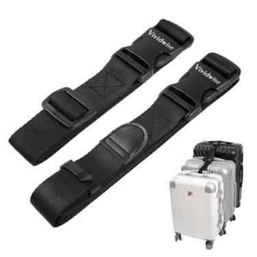 Imagem de Vividwise Correias de bagagem, correias de conector de bagagem para malas, acessórios de cinto de viagem pacote com 2, couro infinito de 3,2 cm para conectar suas 3 malas (tamanho normal de 3,15 cm)