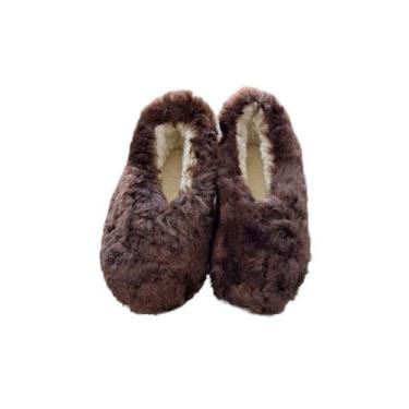 Imagem de Pantufas Pele Ovina Lã (Cordeiro) Natural - Armazém De Couros & Peles,