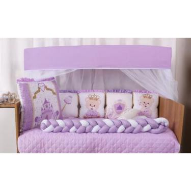 Imagem de Kit Berço Menina Trança Sublimado 13 Peças Com Trocador - DW Confecçõe