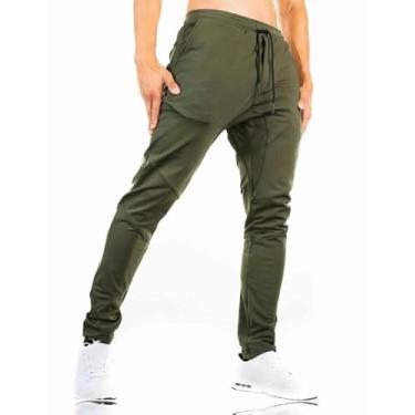 Imagem de Calça de moletom masculina TBMPOY para corrida, corrida, esportiva, justa, academia, calça afunilada, Afunilada, 01 Green, X-Large