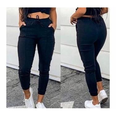 Imagem de Calça feminina jogger bengaline blogueira - filó modas , Preto, p
