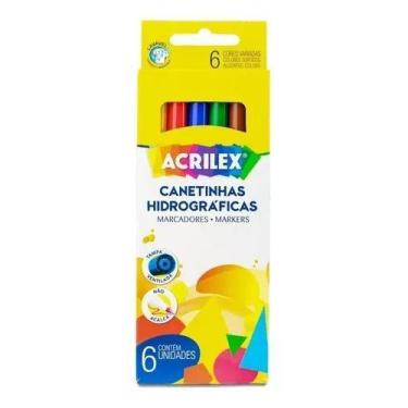 Imagem de Acrilex Canetinhas Hidrográficas 6 Cores Variadas Lavável