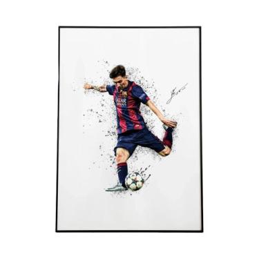 Imagem de Lionel Messi Mbappé Neymar Abstrato Aquarela Atleta Pintura Em Tela Ar