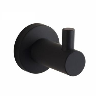 Imagem de Acessórios para banheiro em aço inoxidável preto - Suporte de papel de parede, anel para toalha, porta-escovas | Conjunto de 3 peças, gancho para roupas