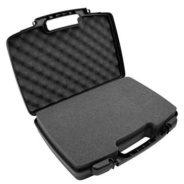 Imagem de CASEMATIX Estojo rígido de viagem com anéis de espuma e cadeado – Espuma personalizável para projetores, gravadores, microfones e mais pequenos eletrônicos e acessórios até 36,8 x 19 x 7 cm