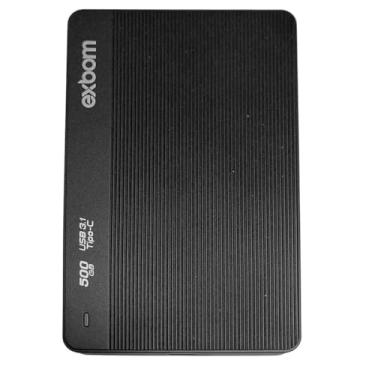 Imagem de HD Externo portátil de 500GB com conexão USB-C e velocidade de até 100MB/s, ideal para backups rápidos e armazenamento seguro de arquivos pesados