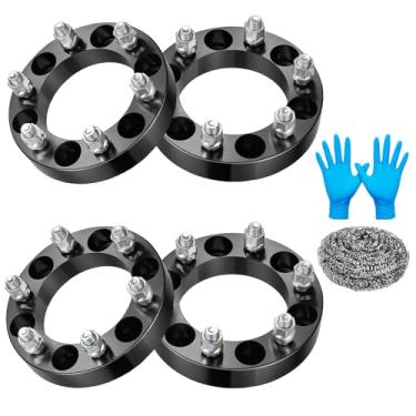 Imagem de SYKRSS Espaçadores de roda compatíveis com Chevy Avalanche Blazer Suburban Tahoe, furo de 108 mm e 6 pinos M14 x 1,5 Hubcentric para GMC Sierra 1500 Yukon XL Cadillac Escalade Ram 1500,4 peças